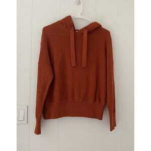 Madewell Women's Small Clairview Knit Hoodie Sweater Burnt Orange Maple Glow